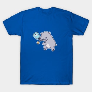 Kawaii Sports Pickleball Hippo T-Shirt